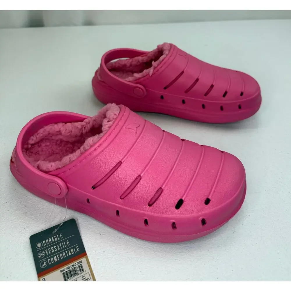 Rugged Shark Kids Sherpa Lined Eva Clog, Size 3 Pink